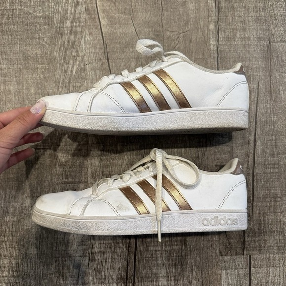 Adidas Baseline AQ0783 White Copper Sneakers Size 6 Big Kids‎ Lace Up Metallic - Picture 5 of 10